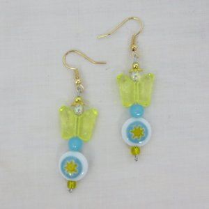 New Blue & Yellow Hand Crafted Butterfly Earrings